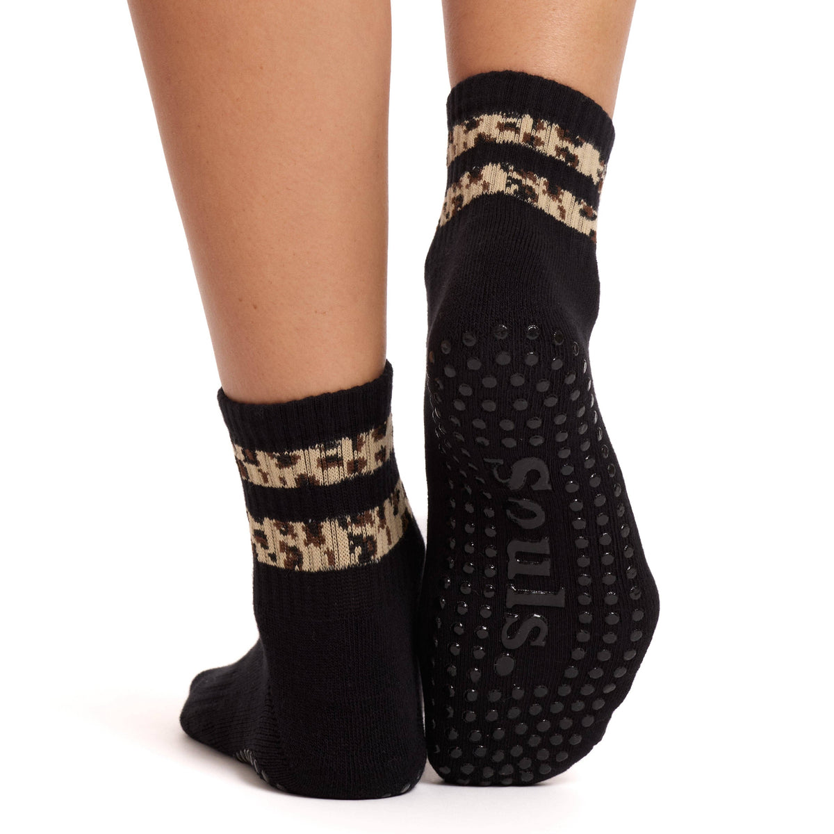 Souls. Black Cheetah Grip Socks