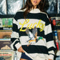 Lucky Duck Striped Mockneck Sweatshirt