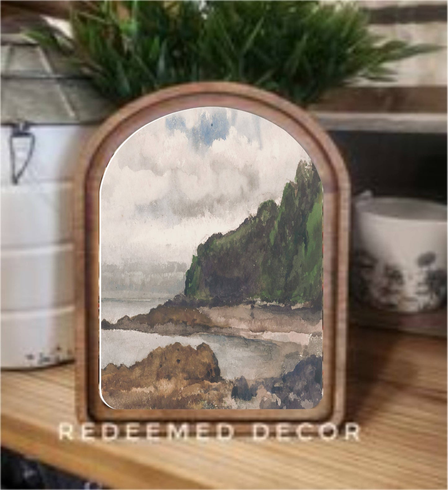 Arch Top Summer Coast  Framed Art : 6x8"