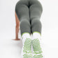 Olive Embroidered Green Striped Pilates Grip Socks Martini