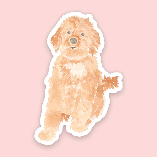 Watercolor Goldendoodle Sticker | Dog Sticker | 2" x 3"