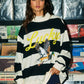 Lucky Duck Striped Mockneck Sweatshirt