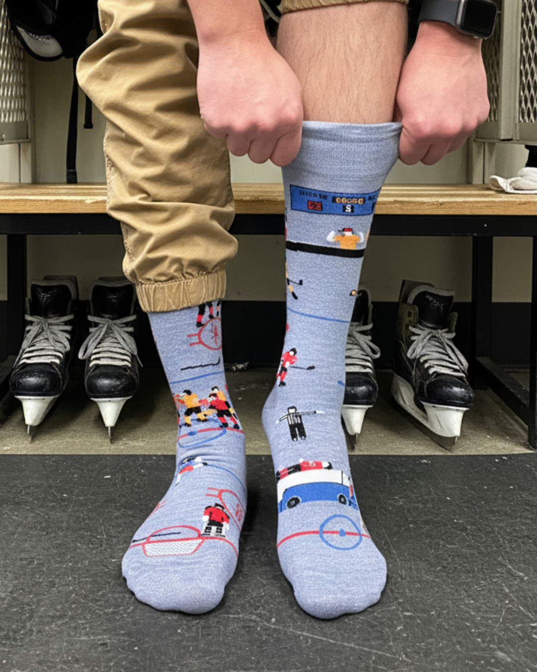 Men’s Funny Hockey Mid-Calf Scene Socks