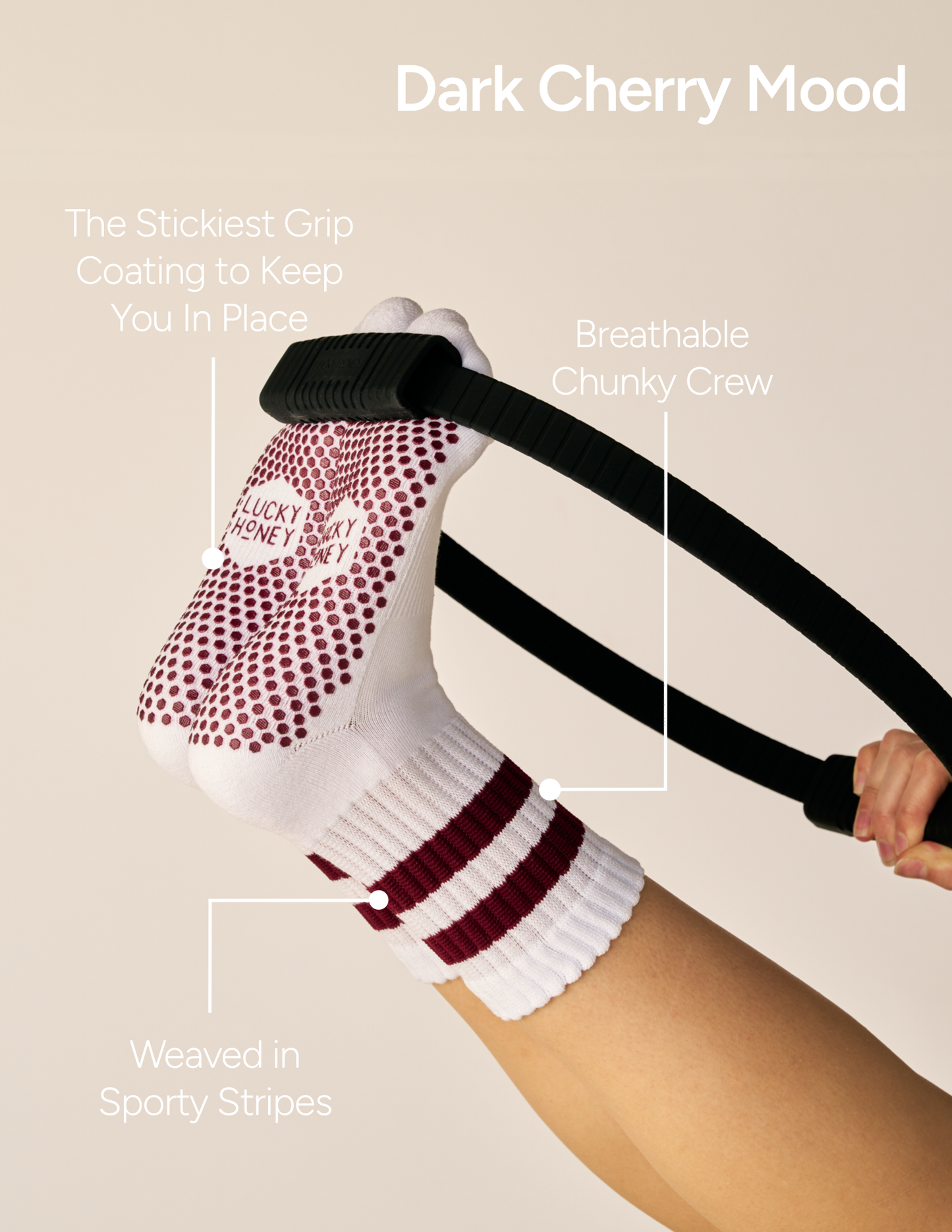 The Chunky Crew Grip Sock: Blue Bordeaux