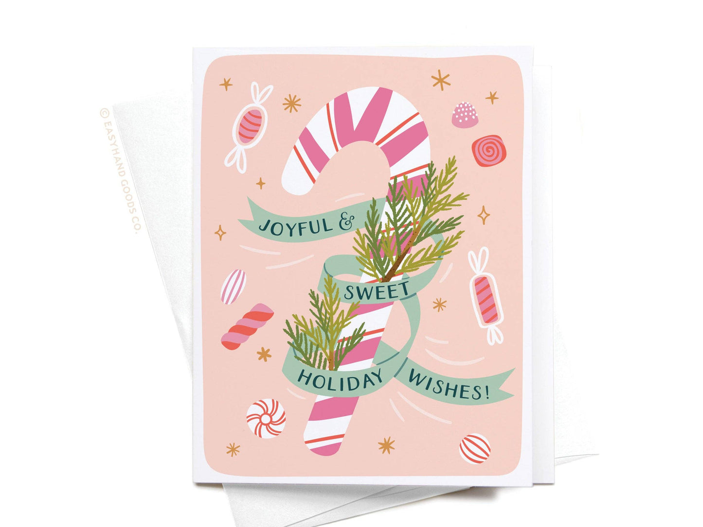 Joyful & Sweet Holiday Wishes Candy Cane Greeting Card