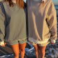 Brown and White Big Striped Mockneck Sweatshirt