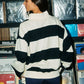 Lucky Duck Striped Mockneck Sweatshirt