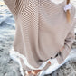 Brown and White Big Striped Mockneck Sweatshirt