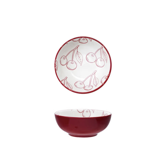 Stoneware Bowl With Cherry Pattern