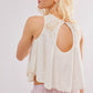 Free People Fun And Flirty Embroidered Top- Ivory Combo