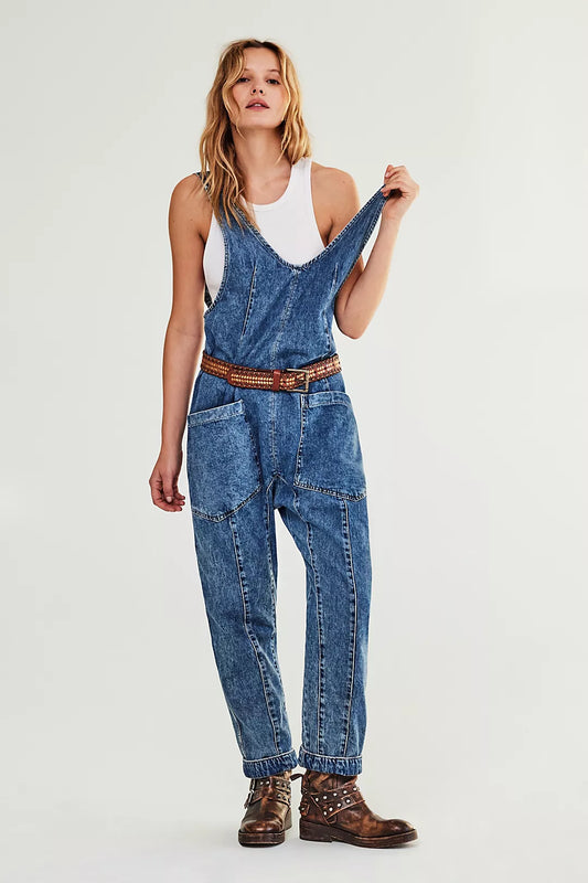 Free People High Roller Jumpsuit- Sapphire Blue