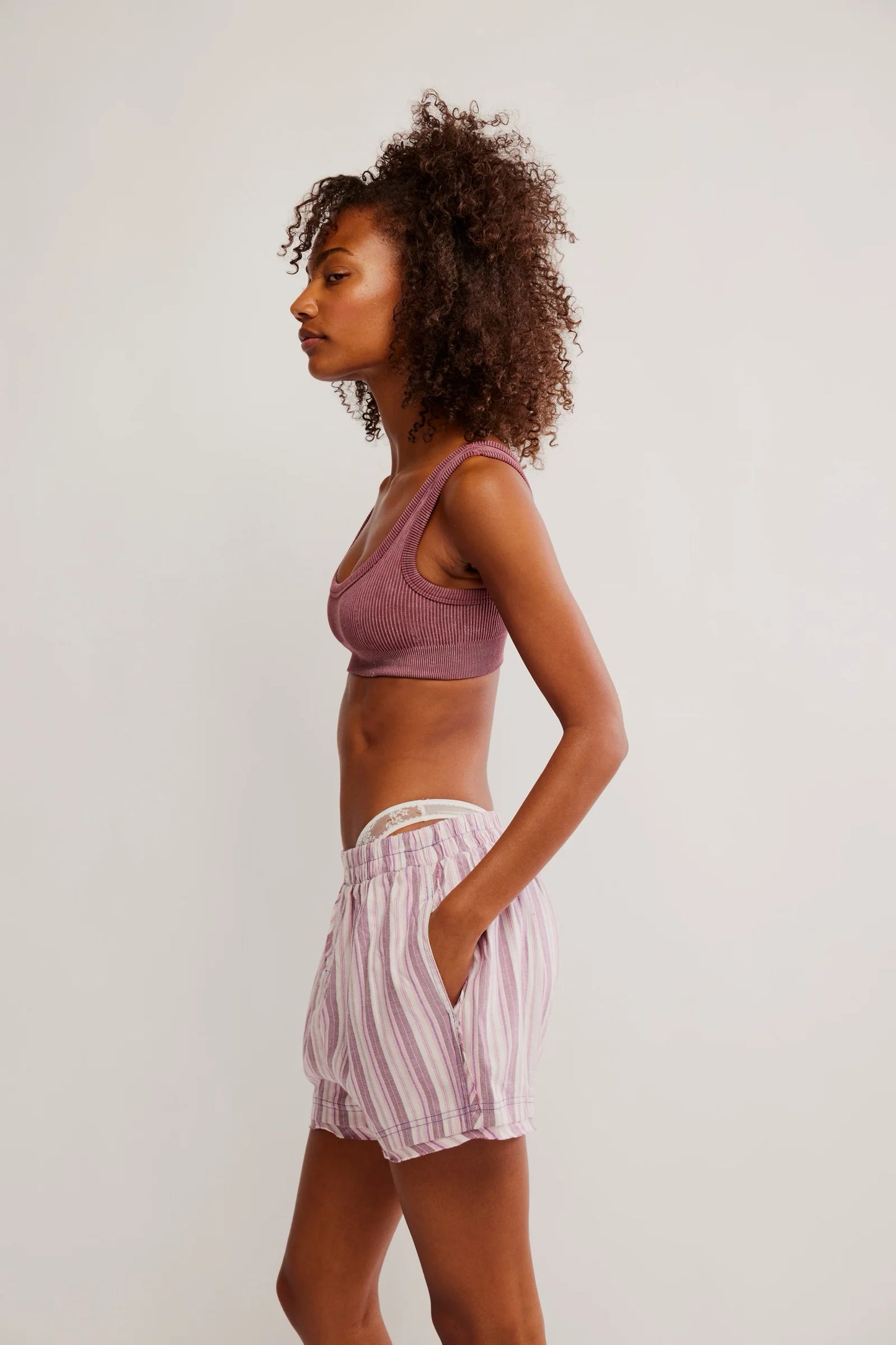 Free People Day To Day Flannel Boxer Shorts