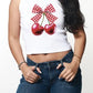 Girl Dangerous Cherry Bow Ribbed Crop Tank