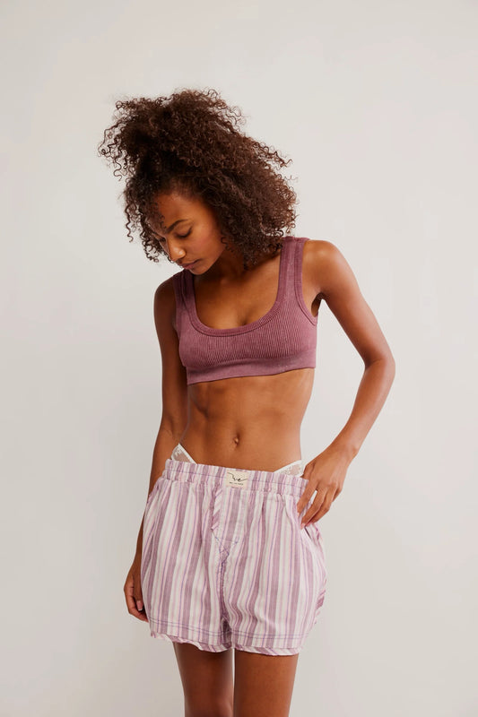 Free People Day To Day Flannel Boxer Shorts