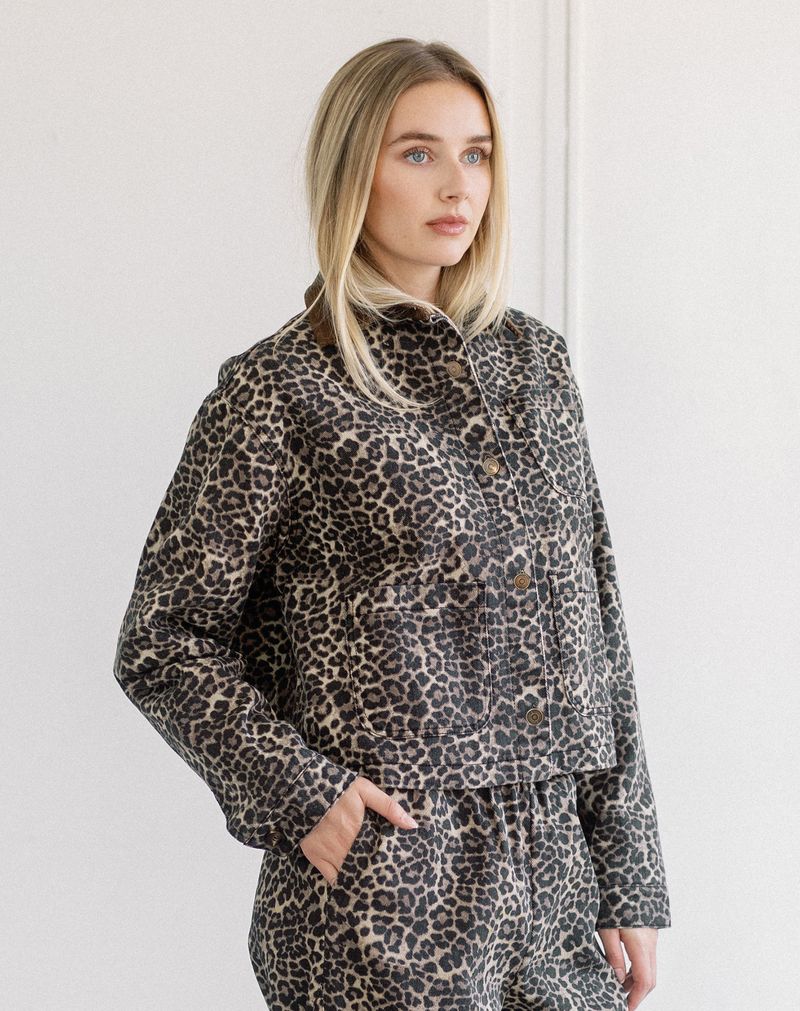 Brunette The Label Leopard Denim Jacket