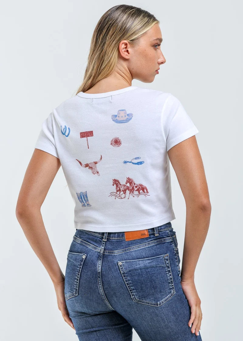 Girl Dangerous All Over Western Baby Tee