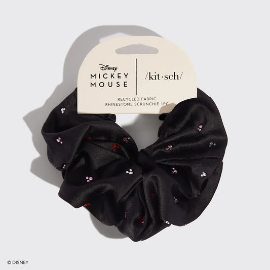 Kitsch x Mickey and Minnie Recycled Fabric Scrunchie Black