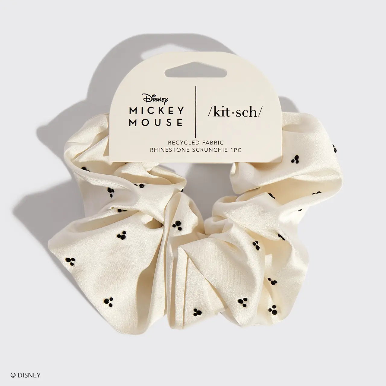 Kitsch x Mickey and Minnie White Recycled Fabric Scrunchie Cream