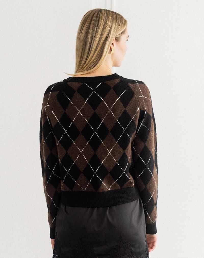 Brunette The Label Little Sister Argyle Cardigan