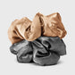 Kitsch Satin Sleep Pillow Scrunchies Charcoal/ Gold