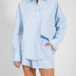 Brunette The Label Striped Button Up Shirt- Baby Blue