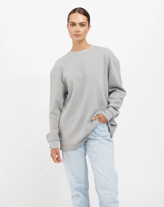 Brunette The Label Waffle Boxy Shirt Classic Grey