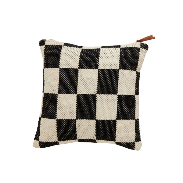 Mudpie Square Dhurrie Check Pillow