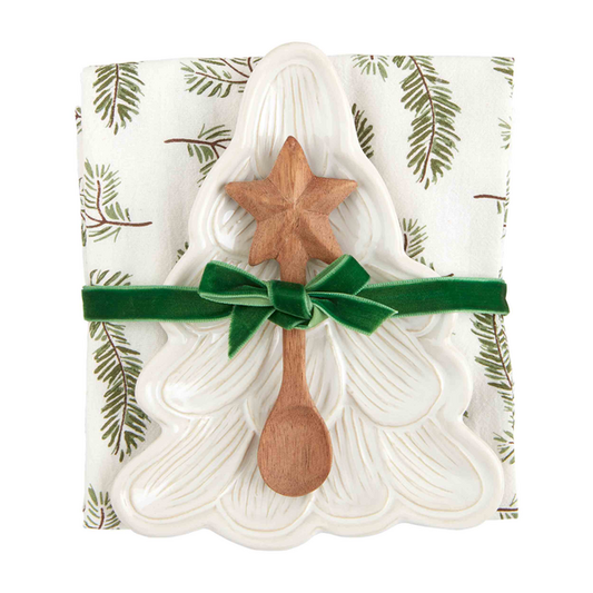 Mudpie White Christmas Tree Appetizer Set