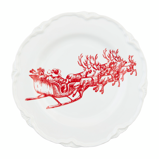 Mudpie Sleigh Toile Christmas Dessert Plate