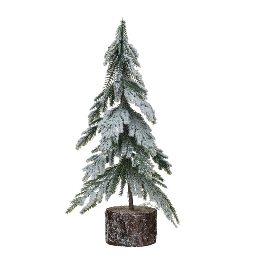 Faux Fir Tree With Wood Slice Base