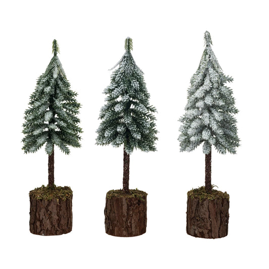 Faux Fir Tree With Natural Wood & Moss Base