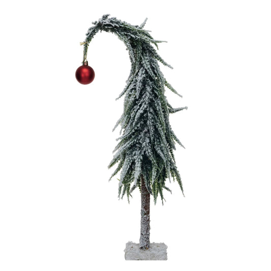 Faux Small Evergreen Tree With Red Ball Ornament