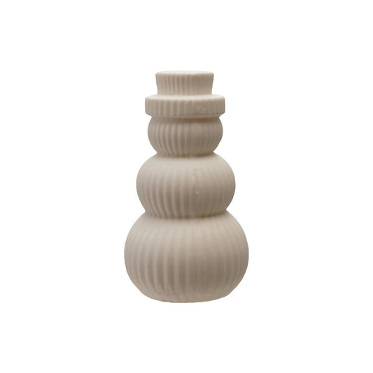 Stoneware Bisque Snowman Shaped LED Light Large
