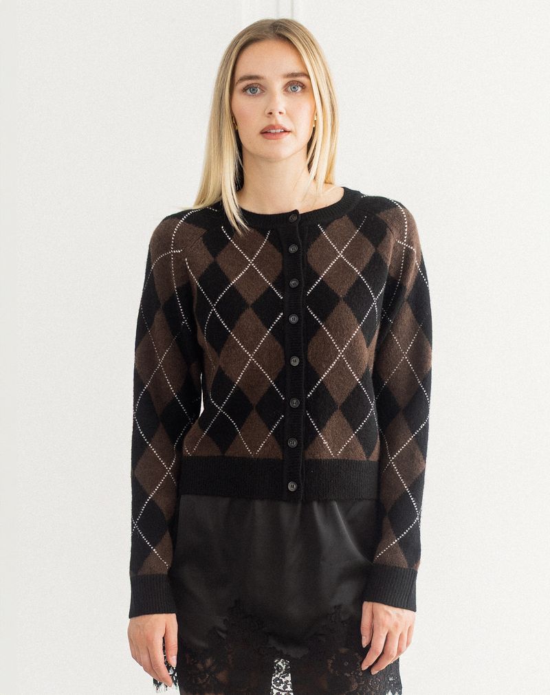 Brunette The Label Little Sister Argyle Cardigan